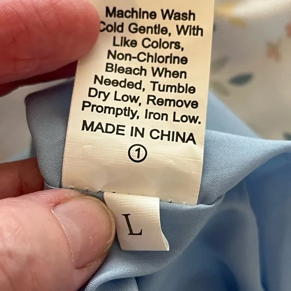 NWOT KIRUNDO Light Blue Textured V-Neck Babydoll Dress - Picture 7 of 7